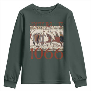Medieval Bayeux Tapestry Hastings 1066 Youth Sweatshirt Funny Party Like It's 1066 History Lover TS09 Dark Forest Green Print Your Wear