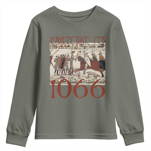 Medieval Bayeux Tapestry Hastings 1066 Youth Sweatshirt Funny Party Like It's 1066 History Lover TS09 Military Green Print Your Wear