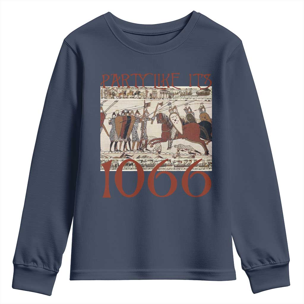 Medieval Bayeux Tapestry Hastings 1066 Youth Sweatshirt Funny Party Like It's 1066 History Lover TS09 Navy Print Your Wear