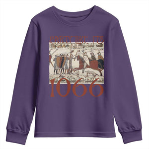 Medieval Bayeux Tapestry Hastings 1066 Youth Sweatshirt Funny Party Like It's 1066 History Lover TS09 Purple Print Your Wear