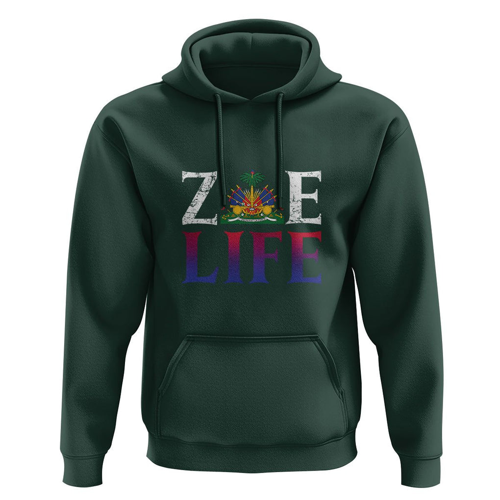 Haitian Hoodie Zoe Life Haiti Patriotic TS09 Dark Forest Green Printyourwear