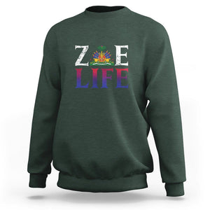 Haitian Sweatshirt Zoe Life Haiti Patriotic TS09 Dark Forest Green Printyourwear