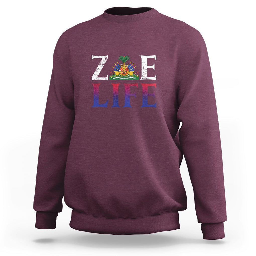 Haitian Sweatshirt Zoe Life Haiti Patriotic TS09 Maroon Printyourwear