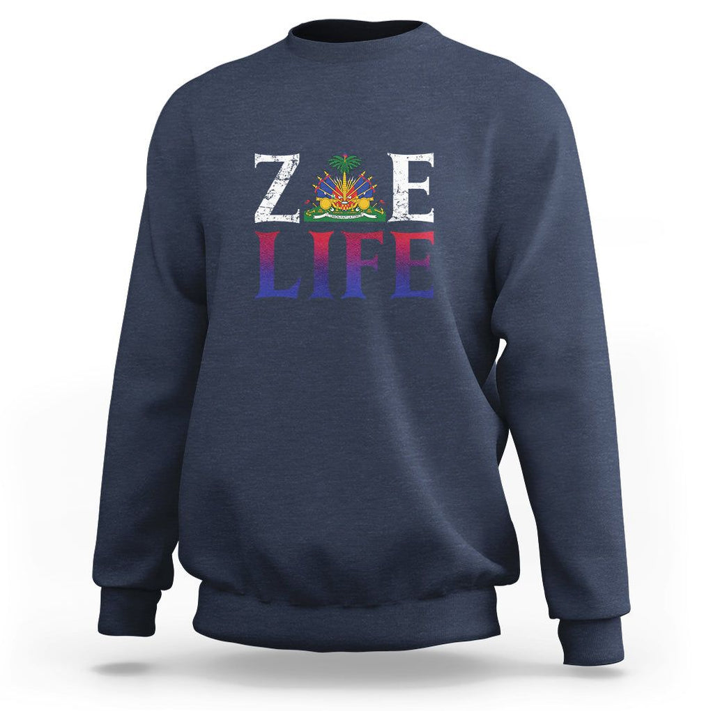Haitian Sweatshirt Zoe Life Haiti Patriotic TS09 Navy Printyourwear