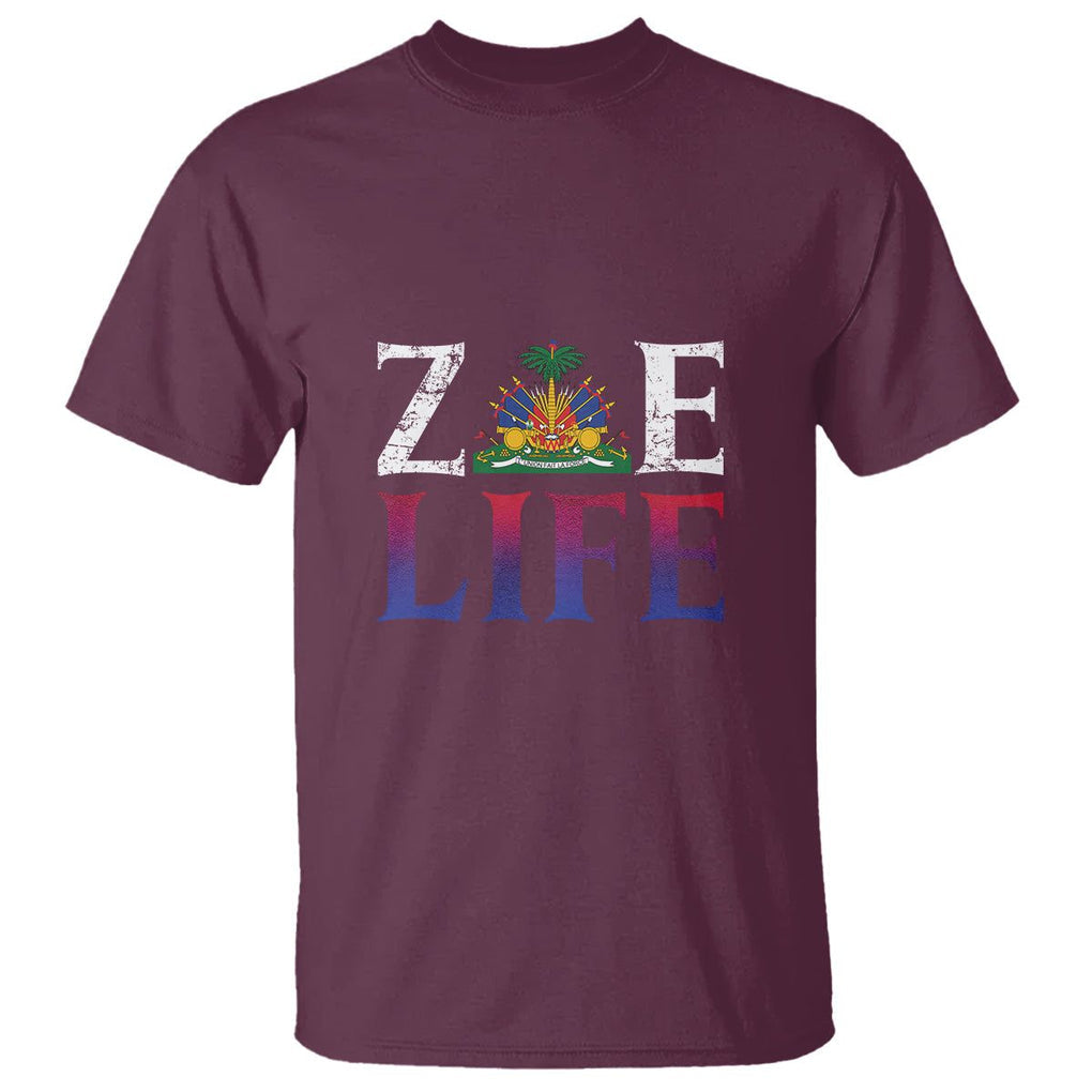 Haitian T Shirt Zoe Life Haiti Patriotic TS09 Maroon Printyourwear