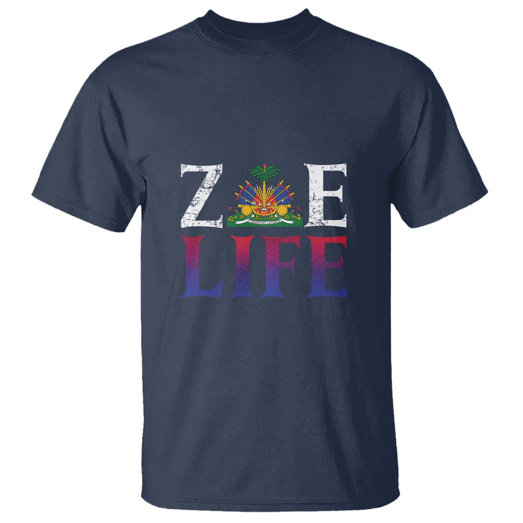 Haitian T Shirt Zoe Life Haiti Patriotic TS09 Navy Printyourwear