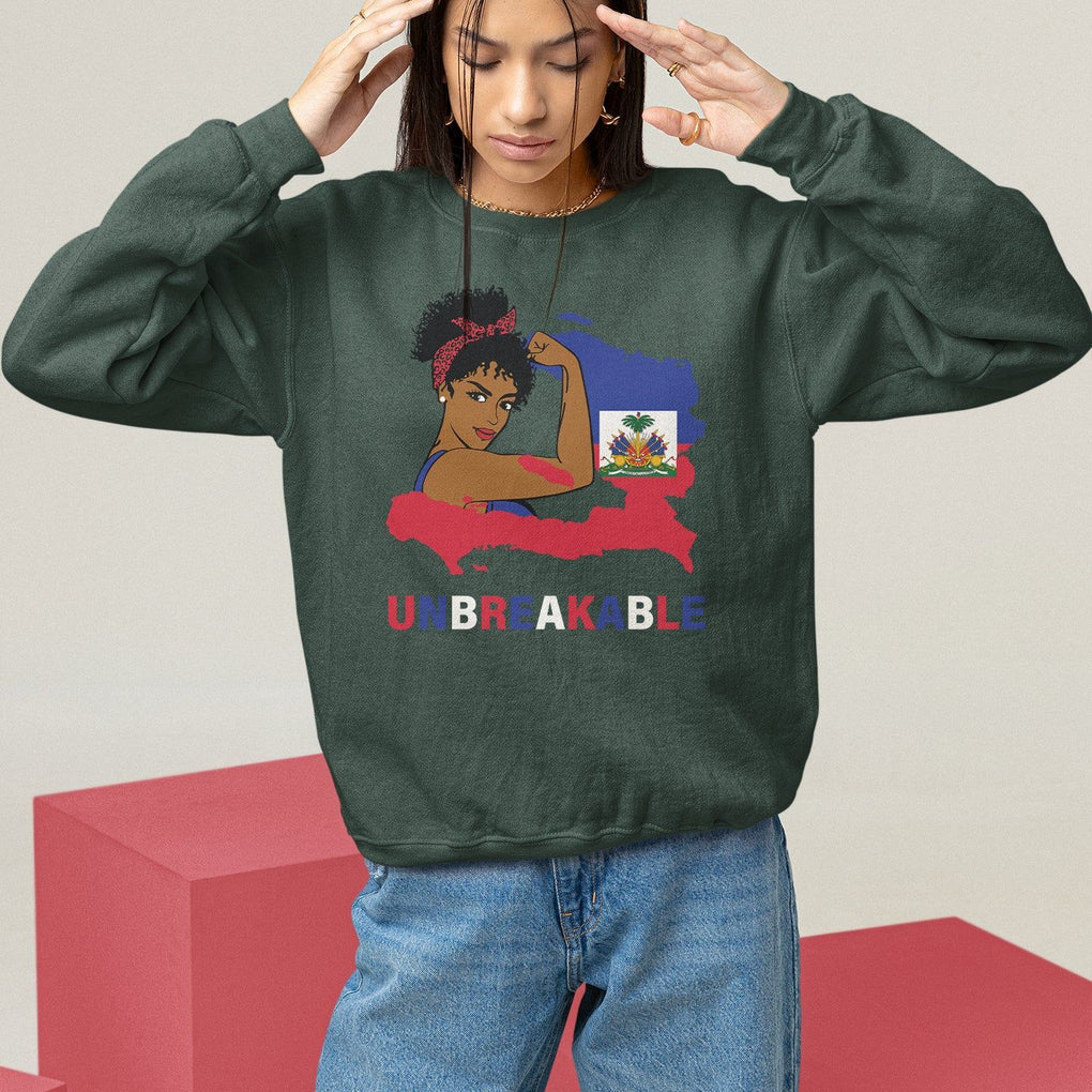 Haitian Queen Sweatshirt Proud Ayiti Woman Unbreakable Haiti TS09 Dark Forest Green Printyourwear