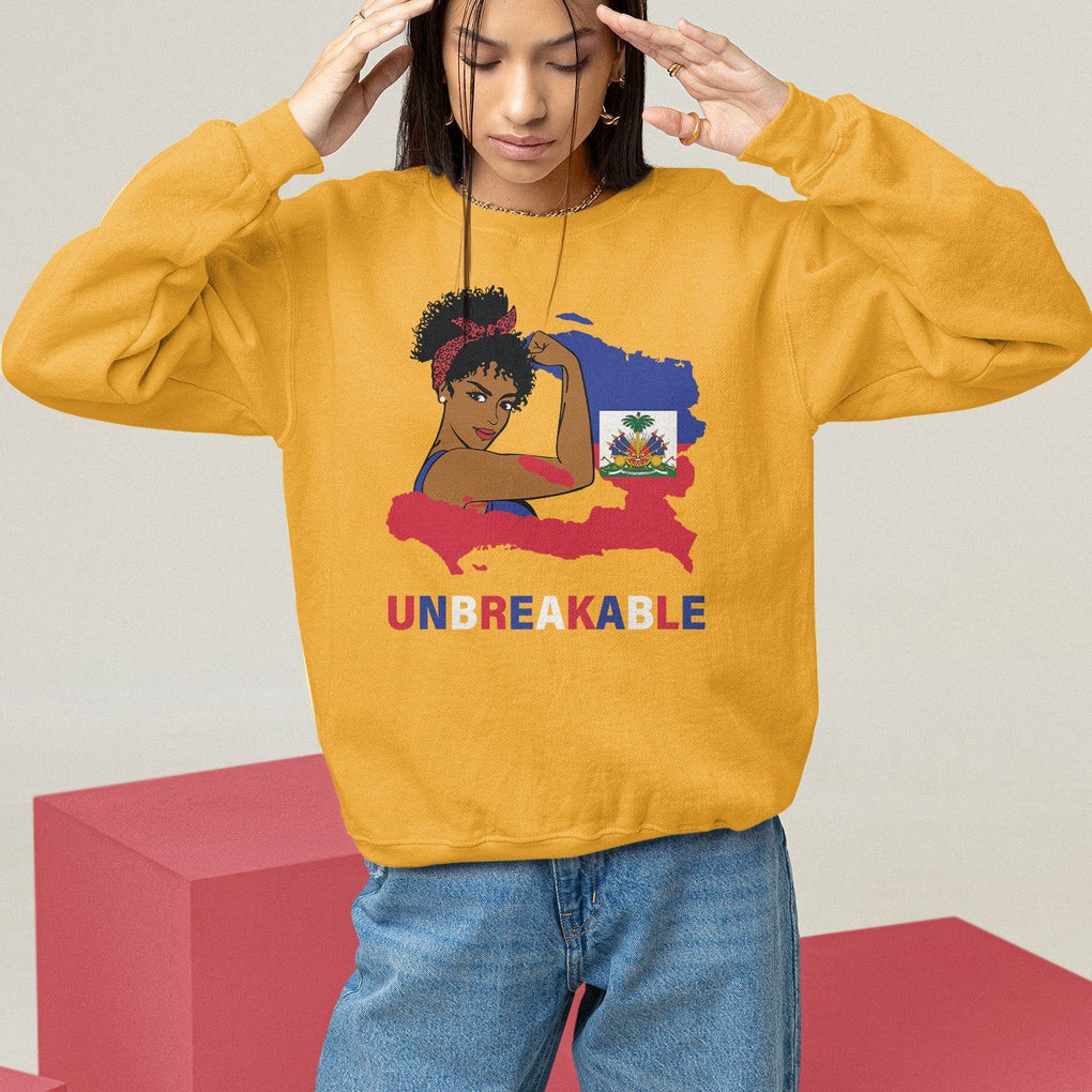 Haitian Queen Sweatshirt Proud Ayiti Woman Unbreakable Haiti TS09 Gold Printyourwear