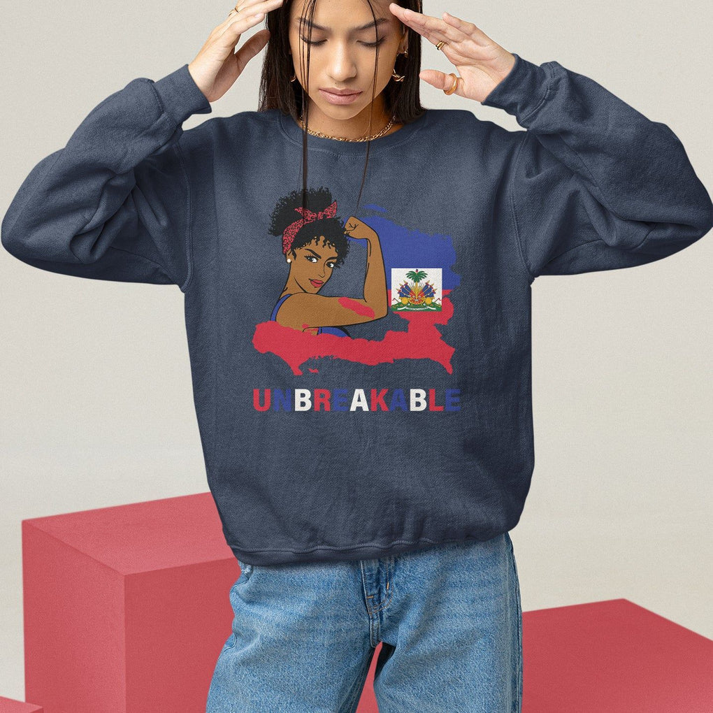 Haitian Queen Sweatshirt Proud Ayiti Woman Unbreakable Haiti TS09 Navy Printyourwear