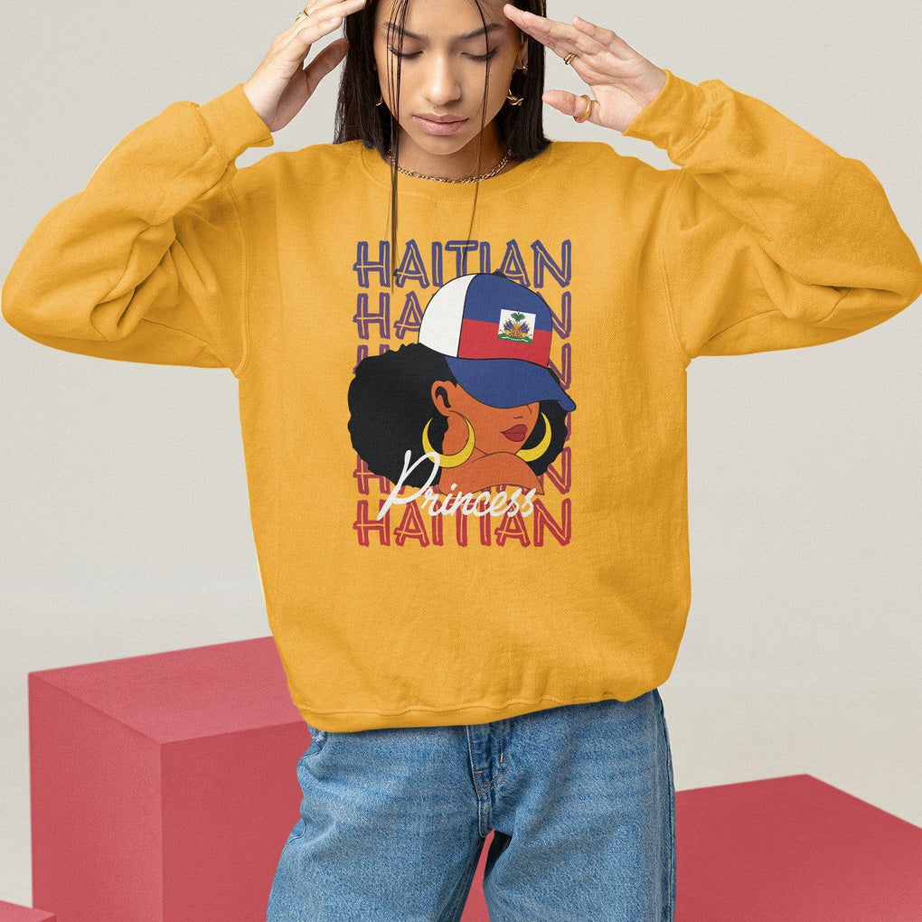 Haitian Princess Sweatshirt Proud Ayiti Woman Girl Haiti TS09 Gold Printyourwear