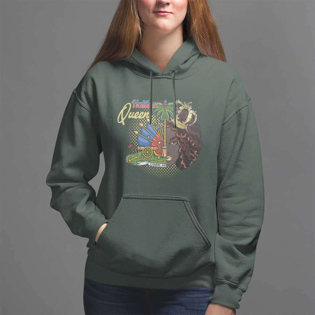 Haitian Princess Hoodie Proud Ayiti Woman Girl Haiti TS09 Dark Forest Green Printyourwear