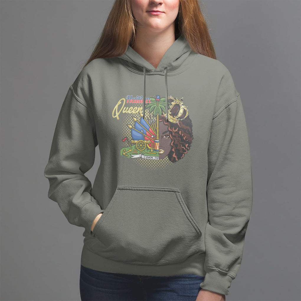 Haitian Princess Hoodie Proud Ayiti Woman Girl Haiti TS09 Military Green Printyourwear