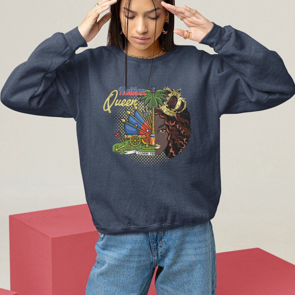 Haitian Princess Sweatshirt Proud Ayiti Woman Girl Haiti TS09 Navy Printyourwear