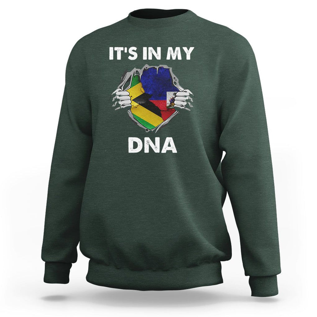 Haitian Jamaican Sweatshirt It's In My DNA TS09 Dark Forest Green Printyourwear