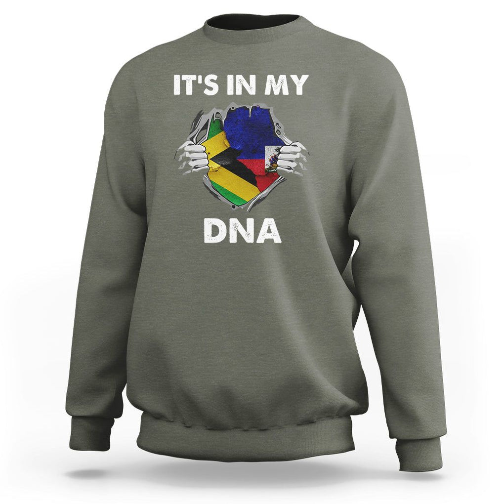 Haitian Jamaican Sweatshirt It's In My DNA TS09 Military Green Printyourwear