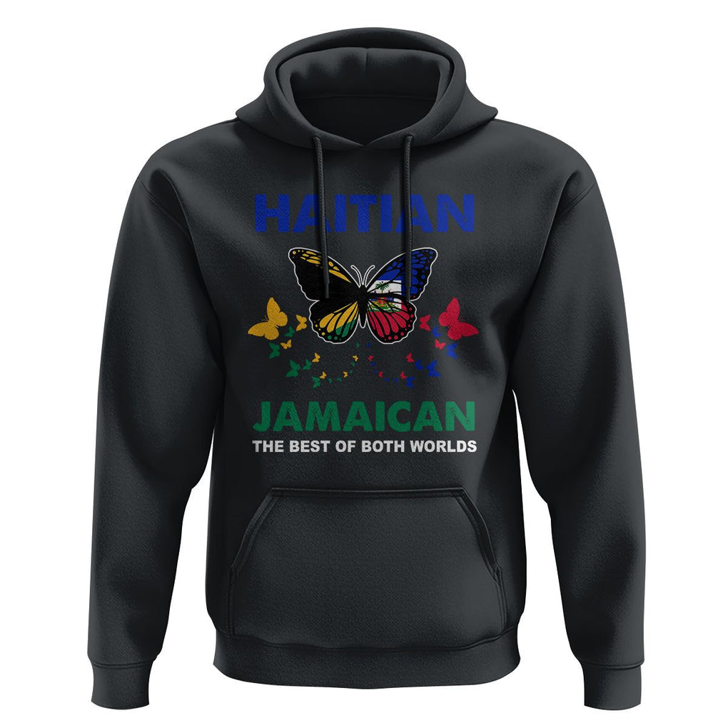 Haitian Jamaican Hoodie The Best Of Both Worlds Butterfly Haiti Jamaica Flag TS09 Black Printyourwear