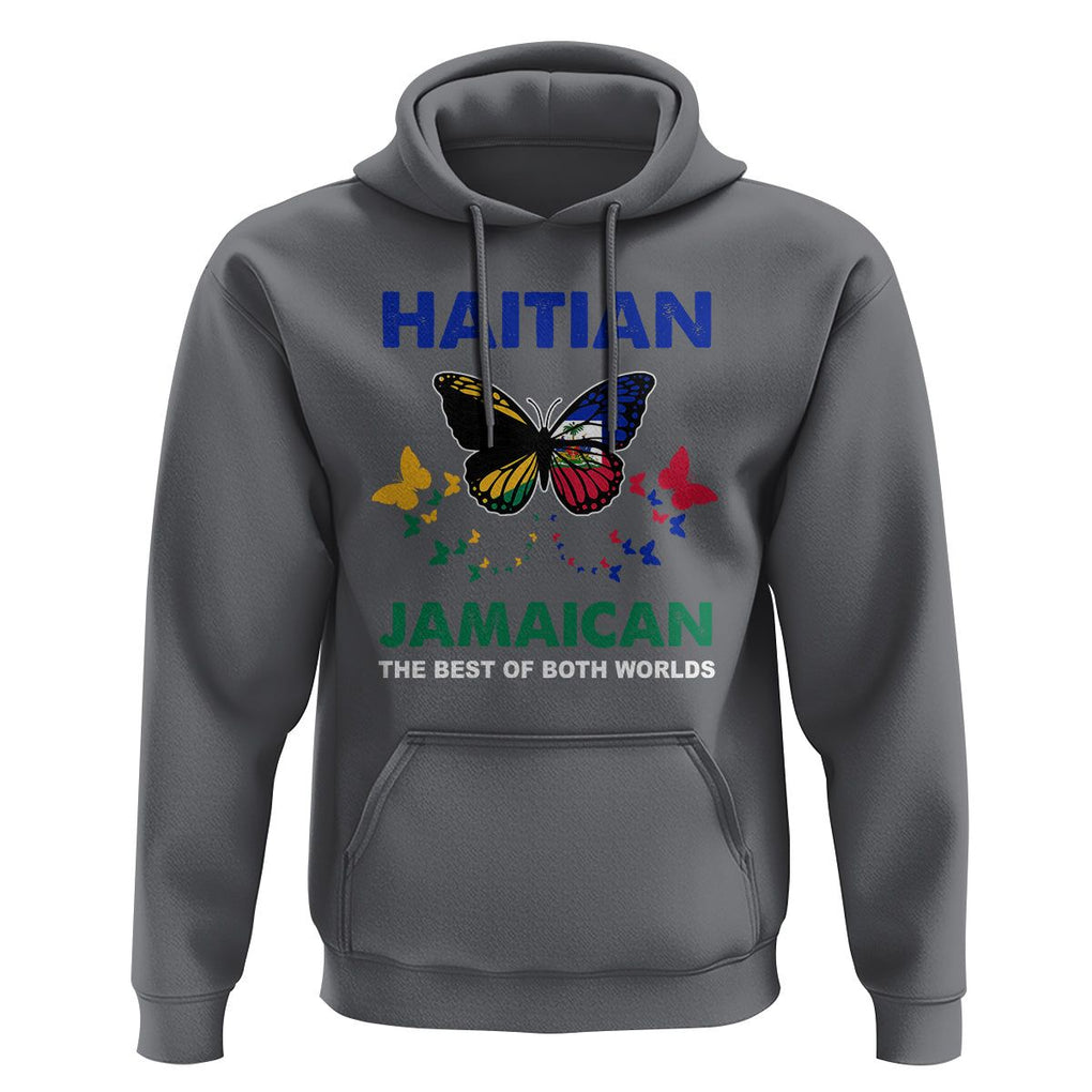 Haitian Jamaican Hoodie The Best Of Both Worlds Butterfly Haiti Jamaica Flag TS09 Charcoal Printyourwear
