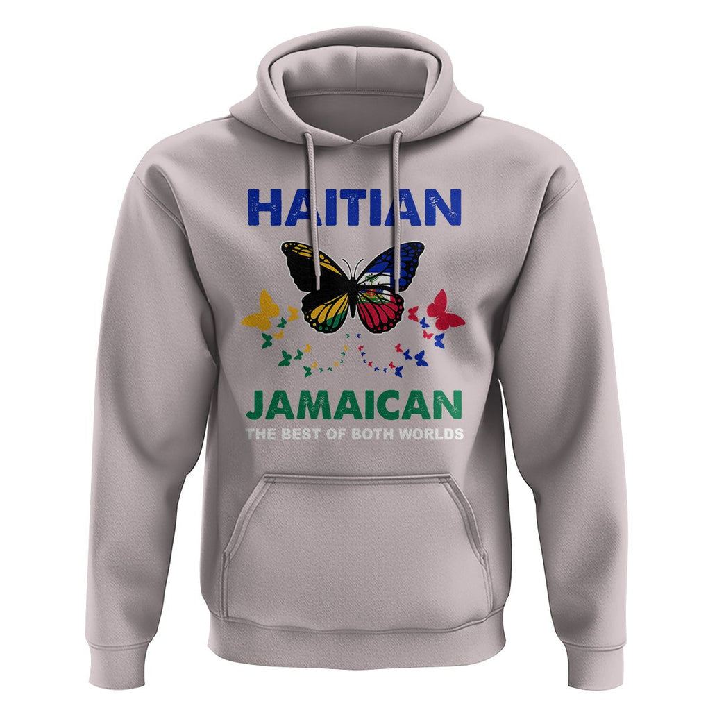 Haitian Jamaican Hoodie The Best Of Both Worlds Butterfly Haiti Jamaica Flag TS09 Ice Gray Printyourwear