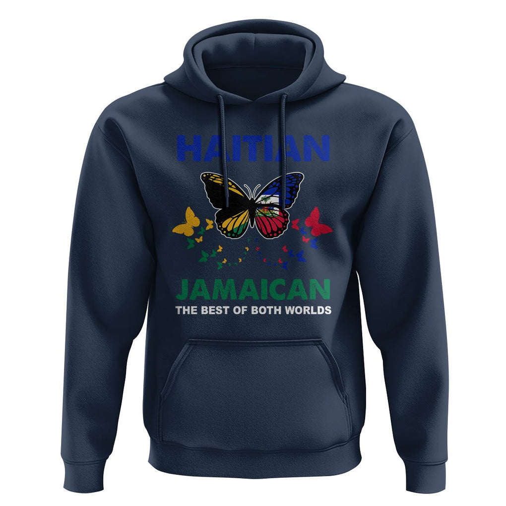 Haitian Jamaican Hoodie The Best Of Both Worlds Butterfly Haiti Jamaica Flag TS09 Navy Printyourwear