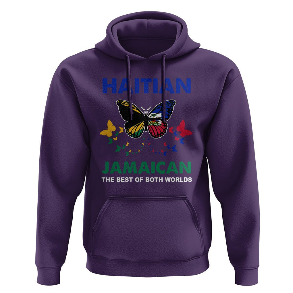 Haitian Jamaican Hoodie The Best Of Both Worlds Butterfly Haiti Jamaica Flag TS09 Purple Printyourwear