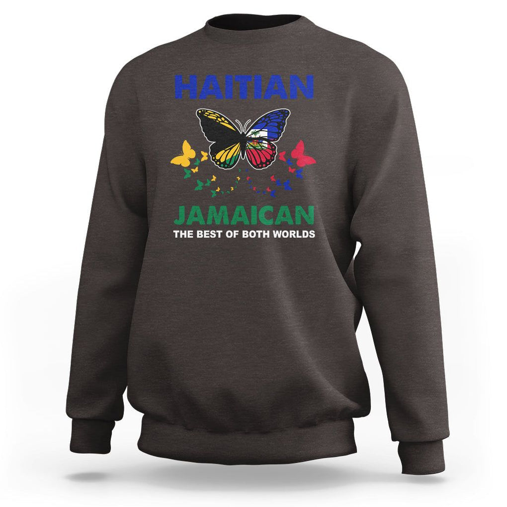 Haitian Jamaican Sweatshirt The Best Of Both Worlds Butterfly Haiti Jamaica Flag TS09 Dark Chocolate Printyourwear