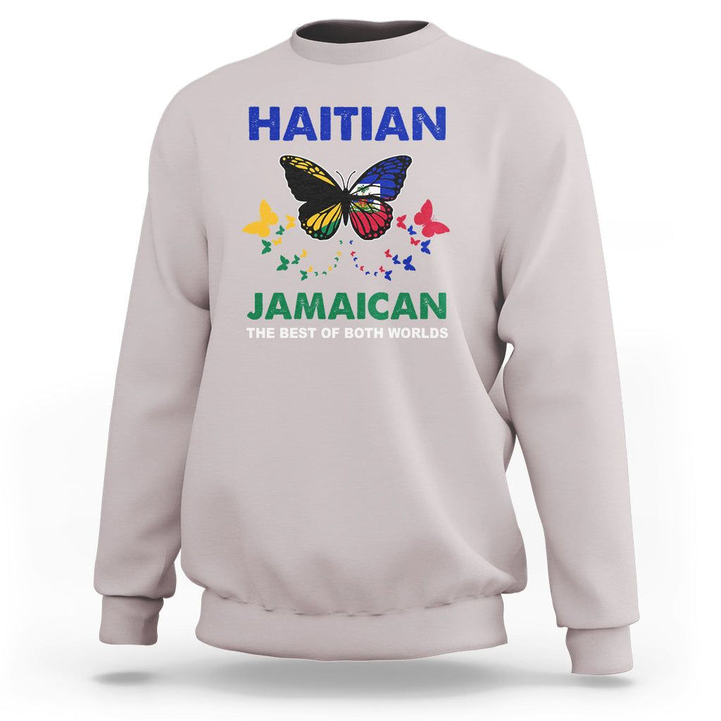 Haitian Jamaican Sweatshirt The Best Of Both Worlds Butterfly Haiti Jamaica Flag TS09 Ice Gray Printyourwear