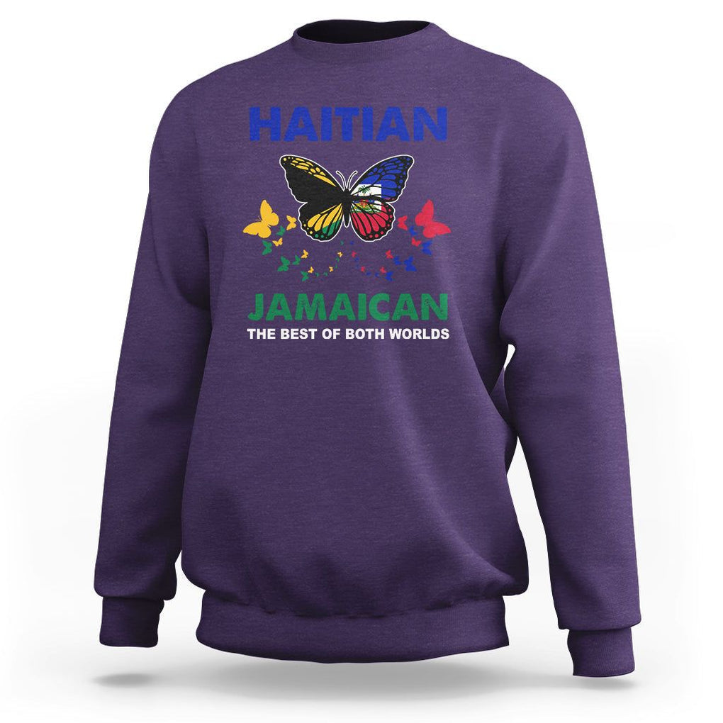 Haitian Jamaican Sweatshirt The Best Of Both Worlds Butterfly Haiti Jamaica Flag TS09 Purple Printyourwear