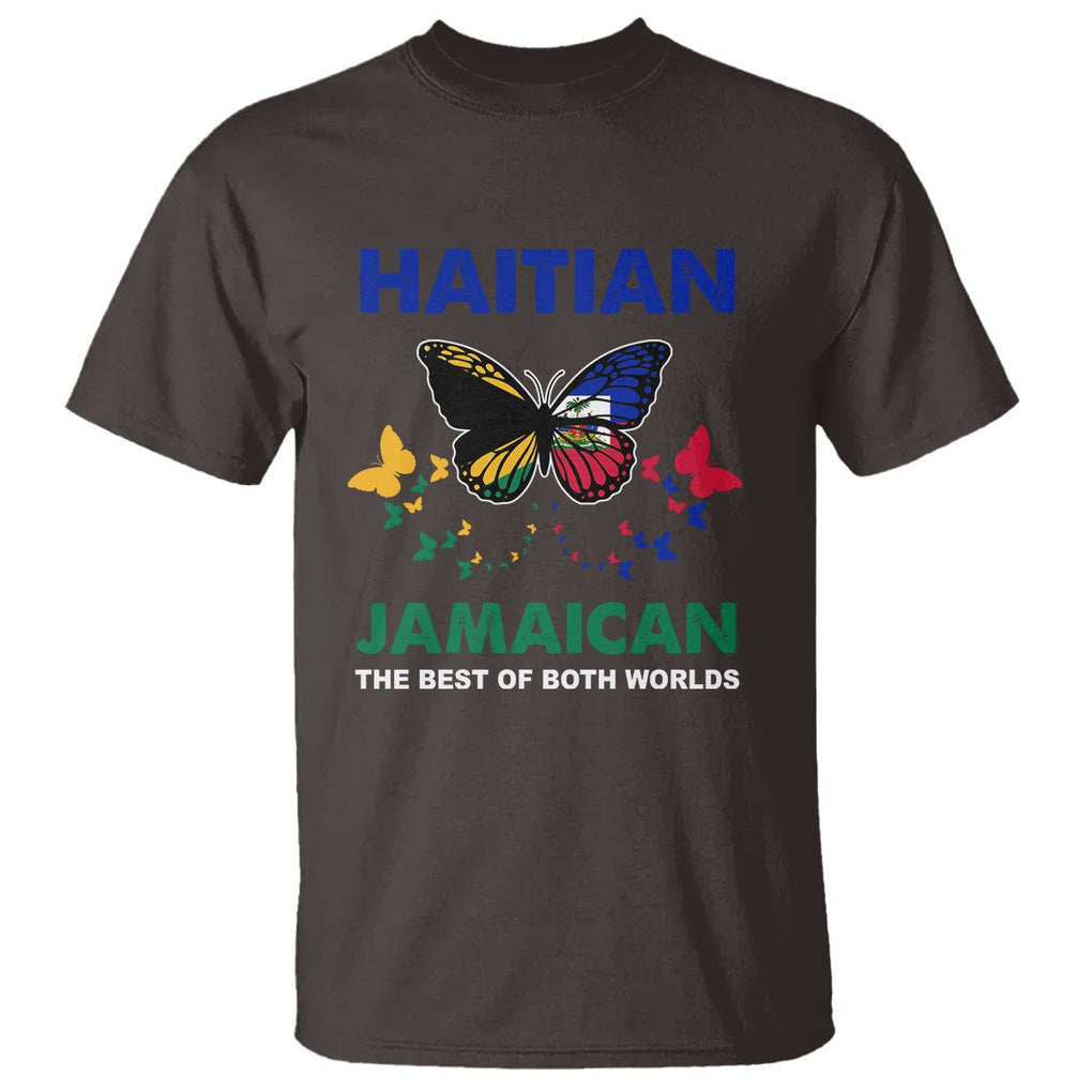 Haitian Jamaican T Shirt The Best Of Both Worlds Butterfly Haiti Jamaica Flag TS09 Dark Chocolate Printyourwear