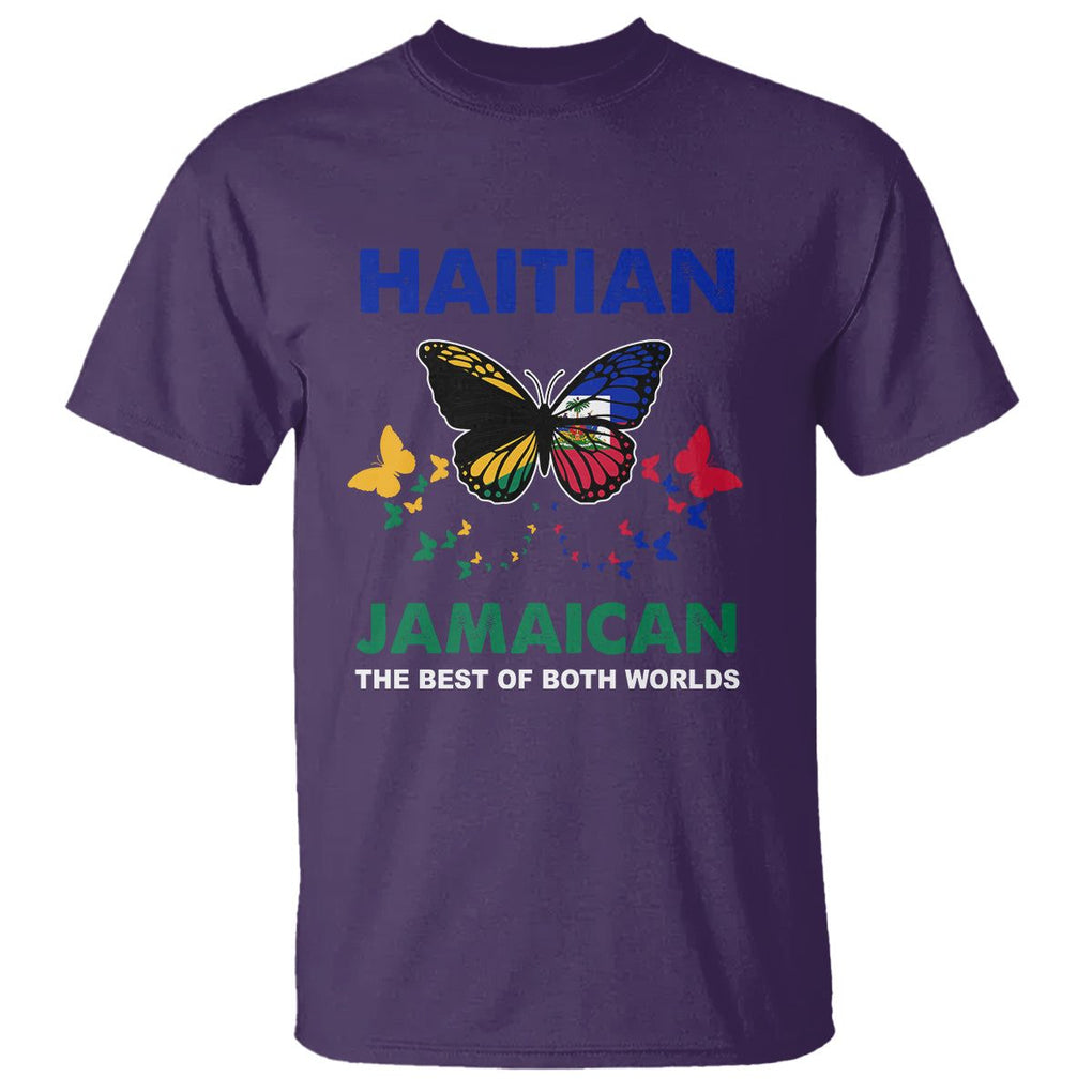 Haitian Jamaican T Shirt The Best Of Both Worlds Butterfly Haiti Jamaica Flag TS09 Purple Printyourwear