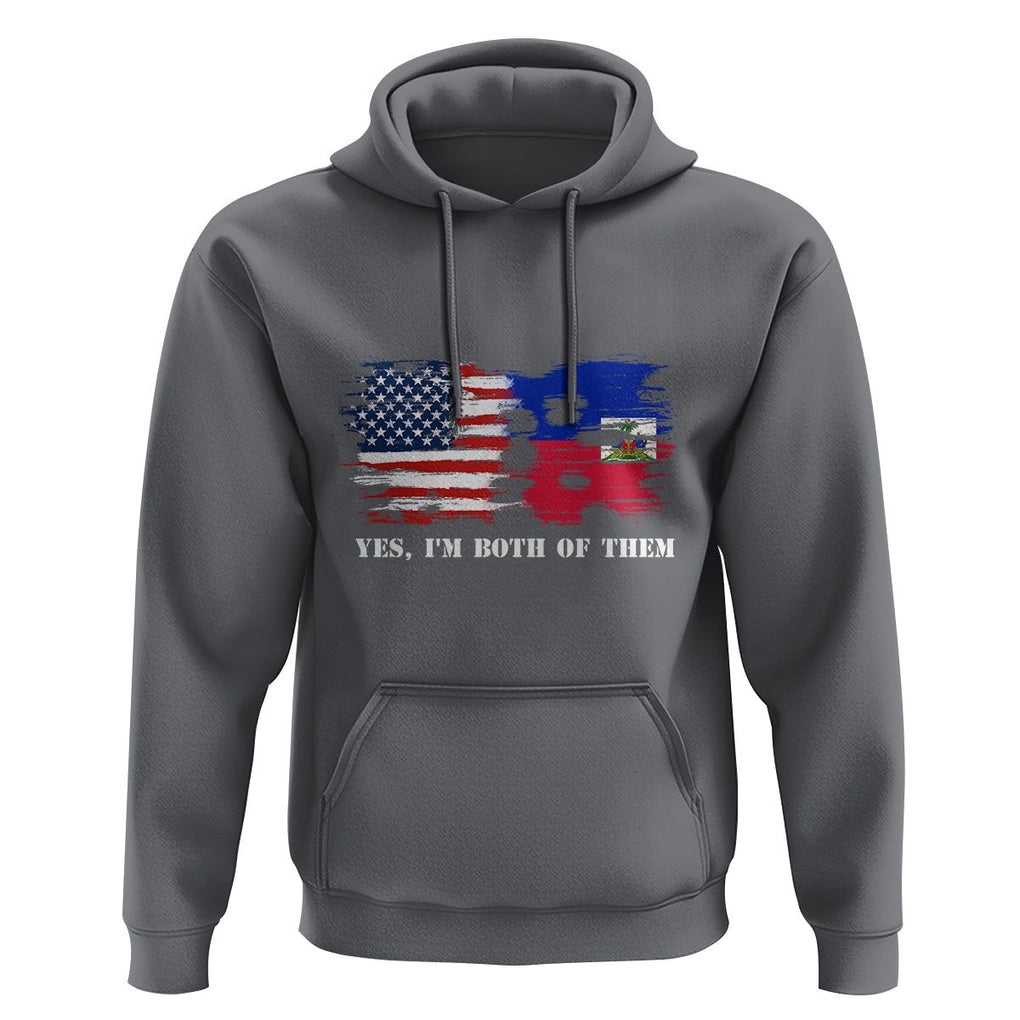 Haitian American Hoodie Yes I'm Both Of Them USA Haiti Flag Shirt TS09 Charcoal Print Your Wear