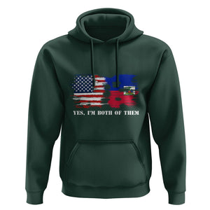 Haitian American Hoodie Yes I'm Both Of Them USA Haiti Flag Shirt TS09 Dark Forest Green Print Your Wear