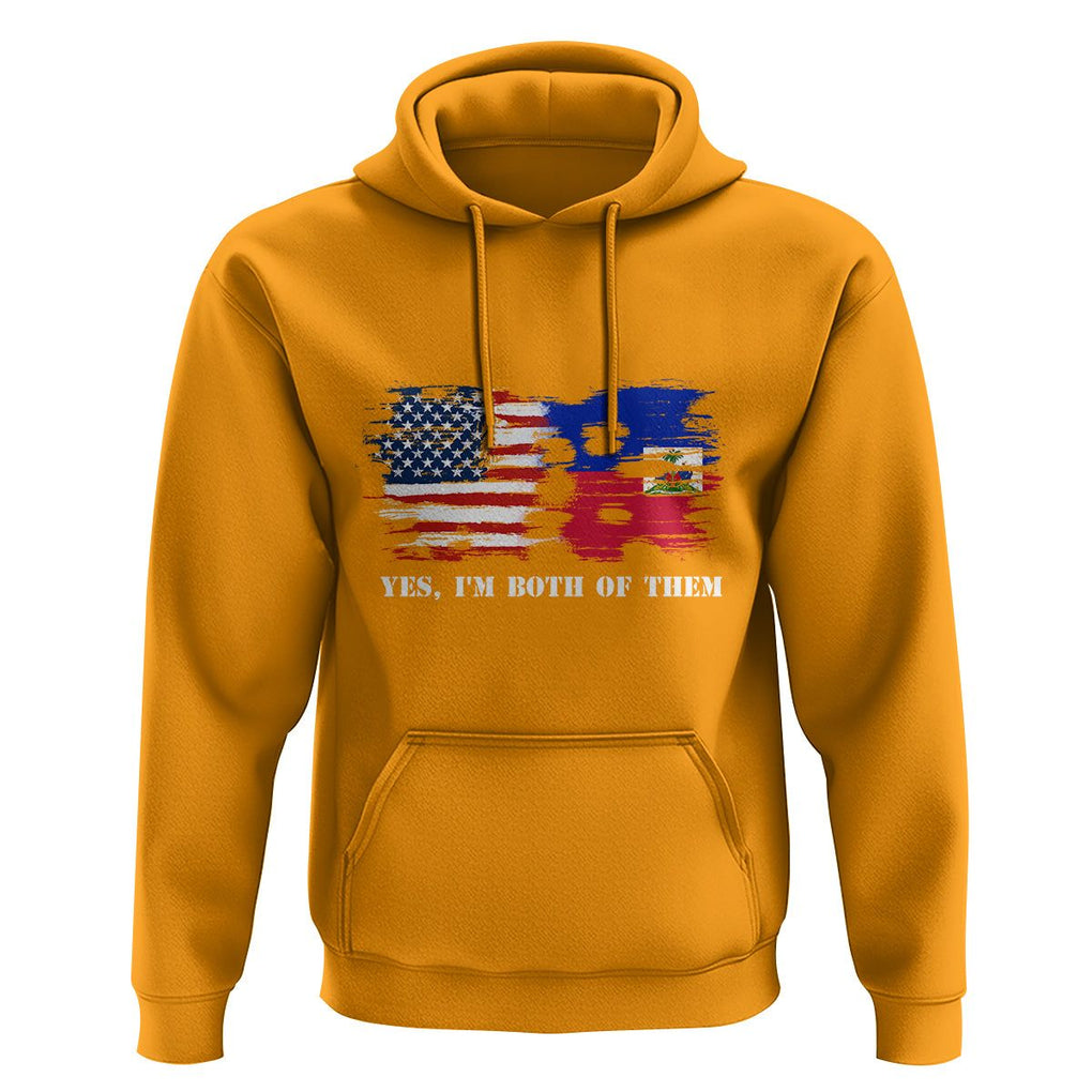 Haitian American Hoodie Yes I'm Both Of Them USA Haiti Flag Shirt TS09 Gold Print Your Wear