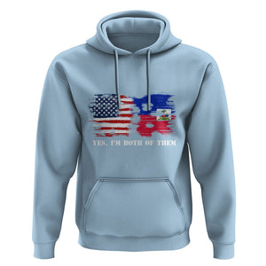 Haitian American Hoodie Yes I'm Both Of Them USA Haiti Flag Shirt TS09 Light Blue Print Your Wear