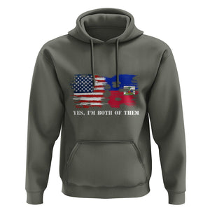 Haitian American Hoodie Yes I'm Both Of Them USA Haiti Flag Shirt TS09 Military Green Print Your Wear