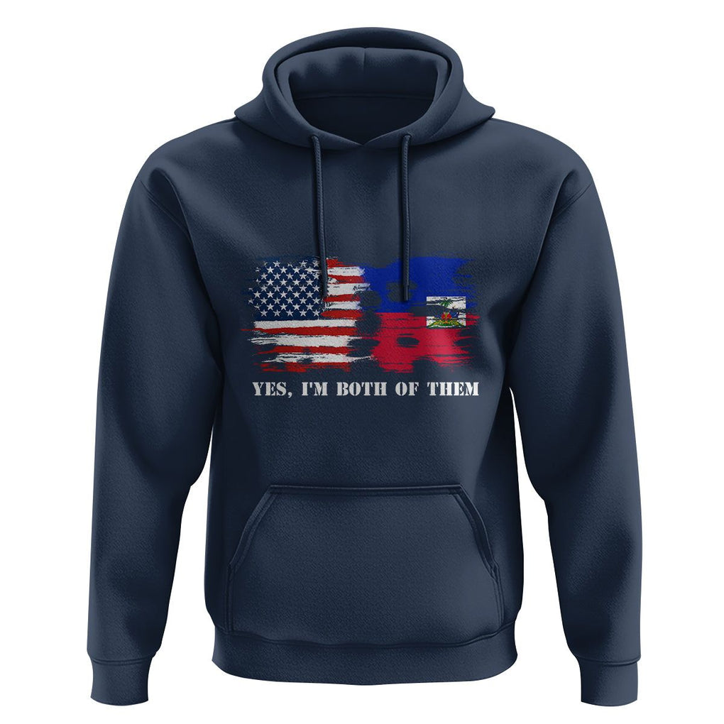 Haitian American Hoodie Yes I'm Both Of Them USA Haiti Flag Shirt TS09 Navy Print Your Wear