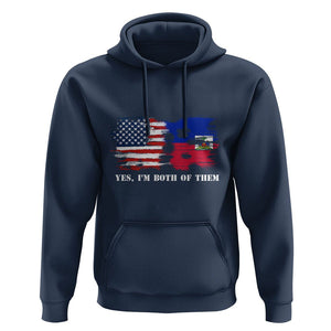 Haitian American Hoodie Yes I'm Both Of Them USA Haiti Flag Shirt TS09 Navy Print Your Wear