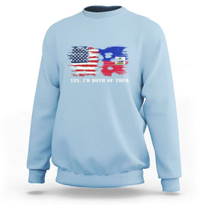 Haitian American Sweatshirt Yes I'm Both Of Them USA Haiti Flag Shirt TS09 Light Blue Print Your Wear