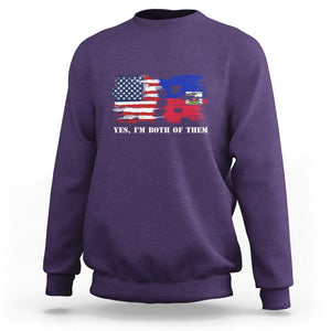 Haitian American Sweatshirt Yes I'm Both Of Them USA Haiti Flag Shirt TS09 Purple Print Your Wear