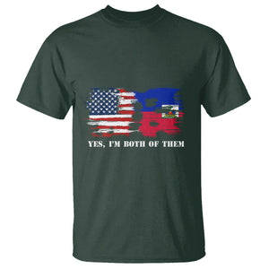 Haitian American T Shirt Yes I'm Both Of Them USA Haiti Flag Shirt TS09 Dark Forest Green Print Your Wear