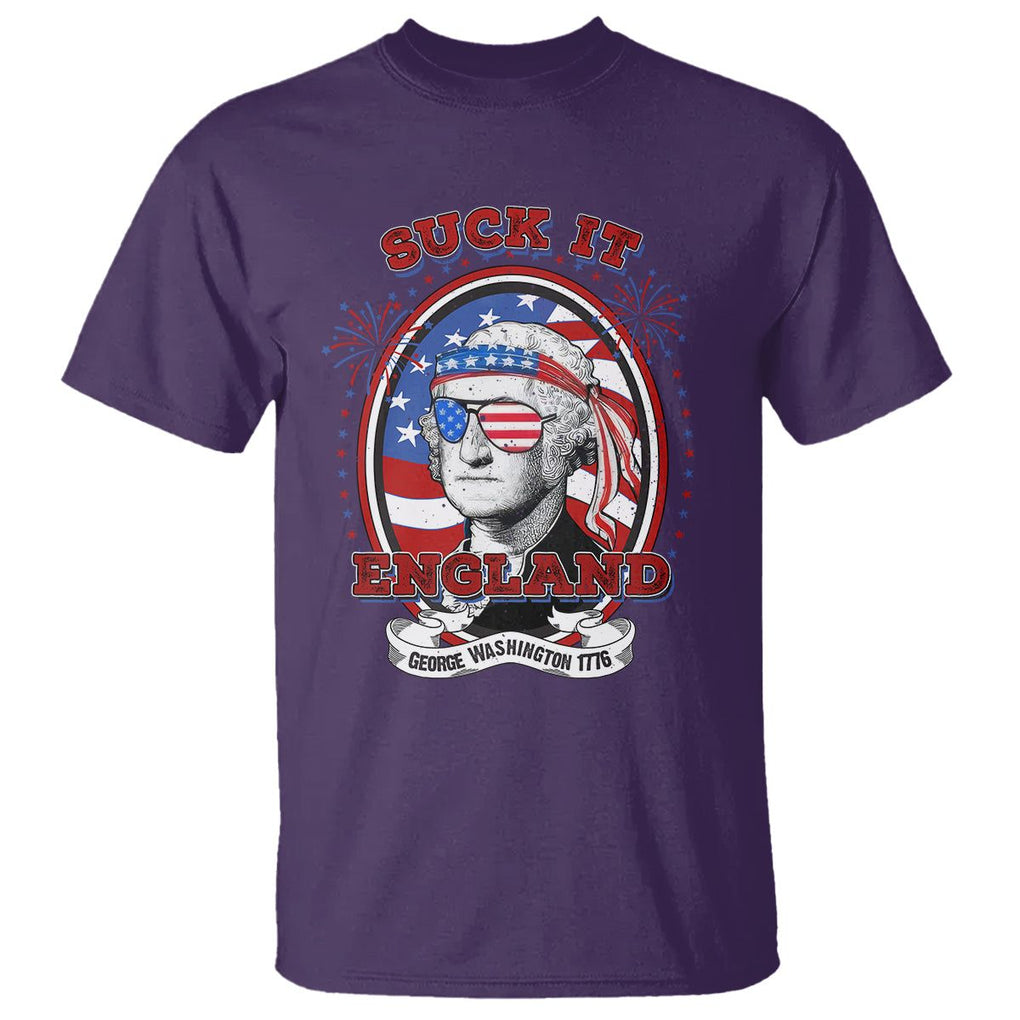 Funny George Washington T Shirt Suck It England 1776 4th Of July TS09 Purple Print Your Wear