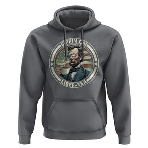 Funny Abraham Lincoln Hoodie Sippin On Liber-Tea Drinking Tea 4th Of July TS09 Charcoal Print Your Wear