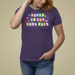 Teacher T Shirt For Women Happy To See Your Face Back To School TS09 Purple Print Your Wear
