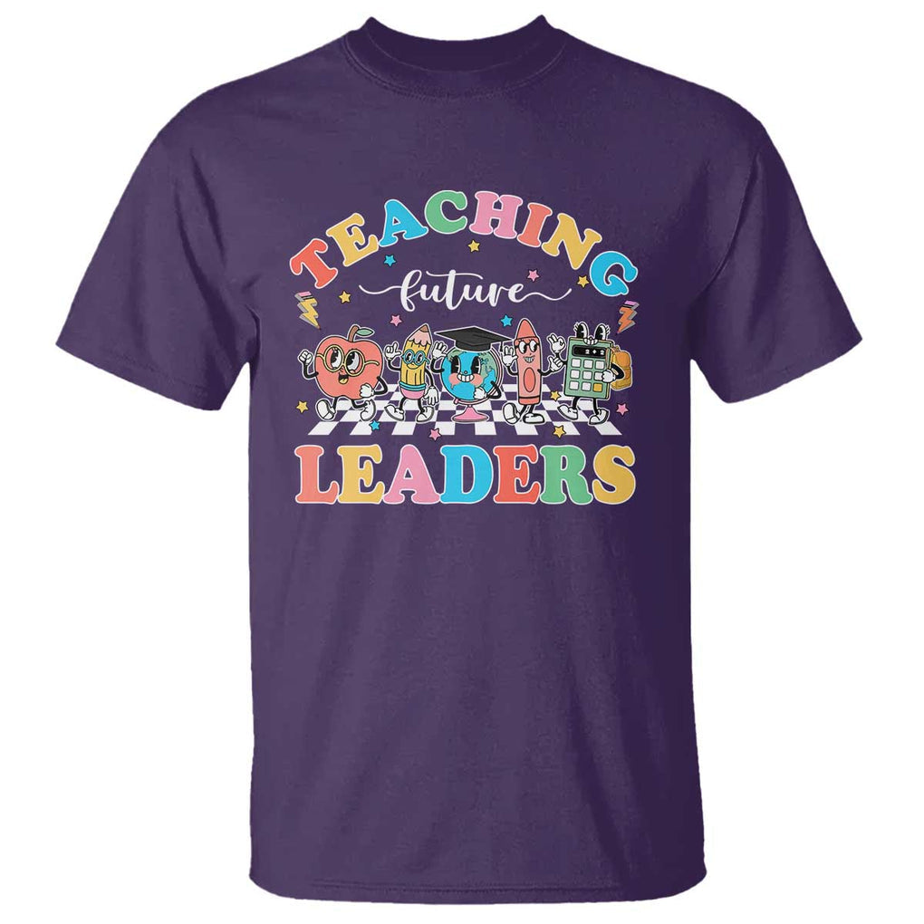 Teacher T Shirt Teaching Future Leaders Back To School TS09 Purple Print Your Wear