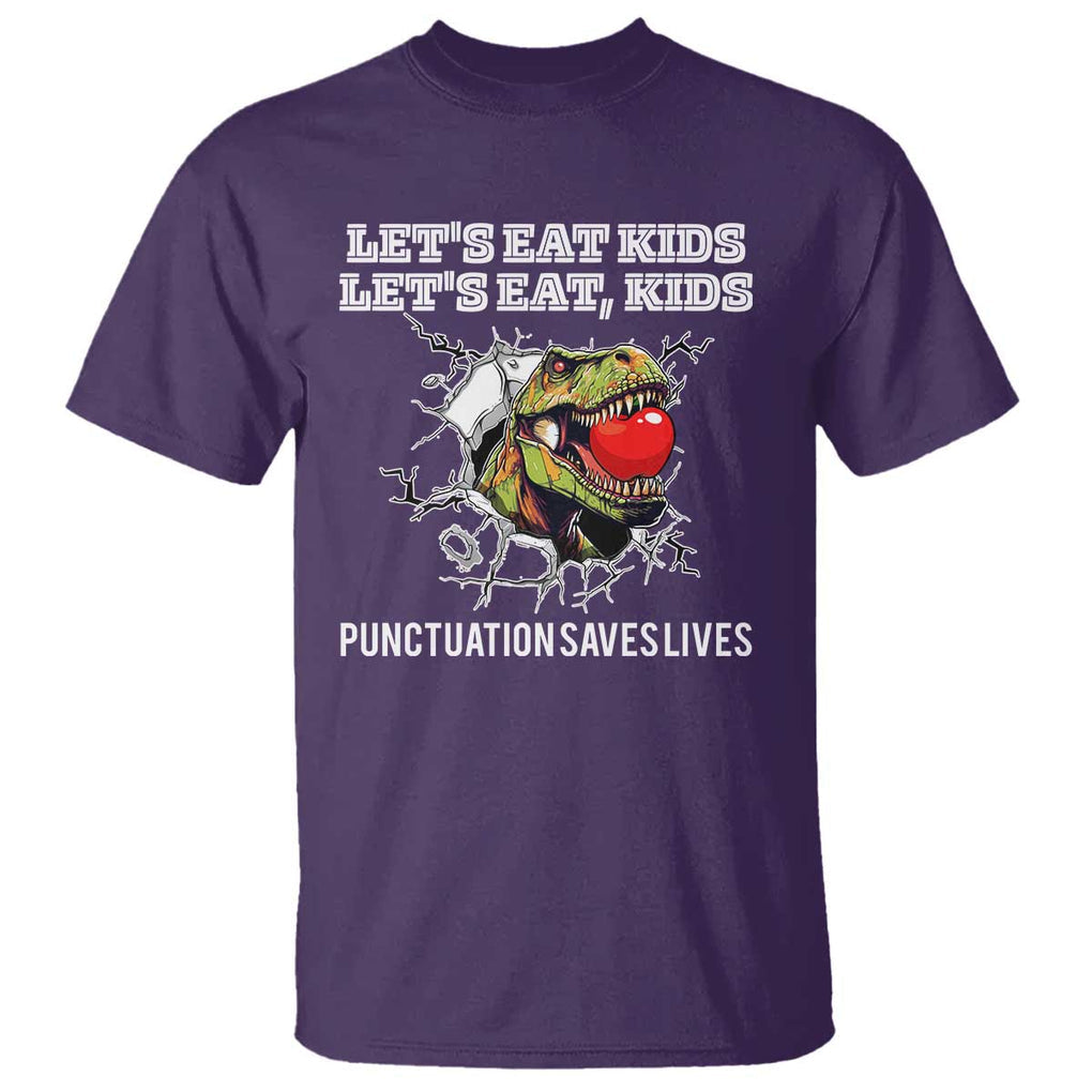 Funny Teacher T Shirt Let's Eat Kid Punctuation Saves Lives TS09 Purple Print Your Wear