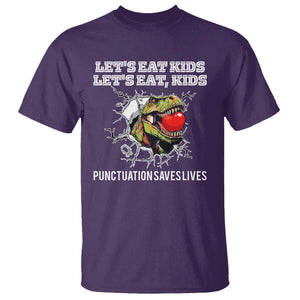 Funny Teacher T Shirt Let's Eat Kid Punctuation Saves Lives TS09 Purple Print Your Wear