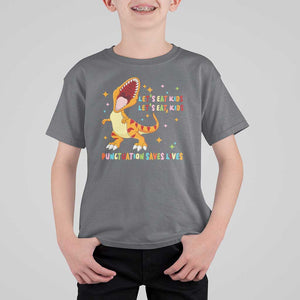Funny Teacher T Shirt For Kid Let's Eat Kid Punctuation Saves Lives TS09 Charcoal Print Your Wear