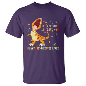 Funny Teacher T Shirt Let's Eat Kid Punctuation Saves Lives TS09 Purple Print Your Wear