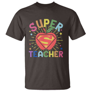 Funny Super Teacher Superhero Apple T Shirt TS09 Dark Chocolate Print Your Wear