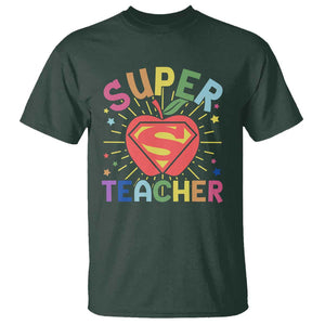 Funny Super Teacher Superhero Apple T Shirt TS09 Dark Forest Green Print Your Wear