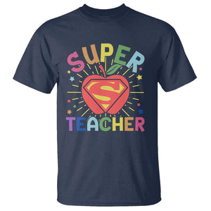 Funny Super Teacher Superhero Apple T Shirt TS09 Navy Print Your Wear